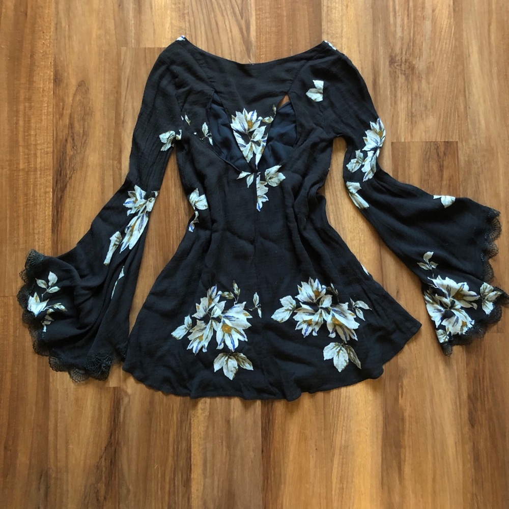 Free People Black Floral Dress XS - Picture 14 of 15